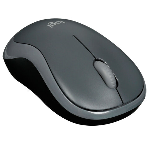 Мышь беспроводная LOGITECH M185, 2 кнопки + 1 колесо-кнопка, оптическая, черно-серая, 910-002238