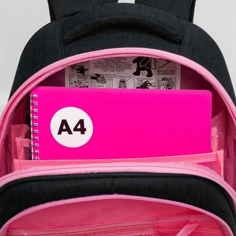 Ранец GRIZZLY анатомическая спинка, c брелоком, для девочек, "YUMMY", 36х28х20 см, RAz-586-14/1