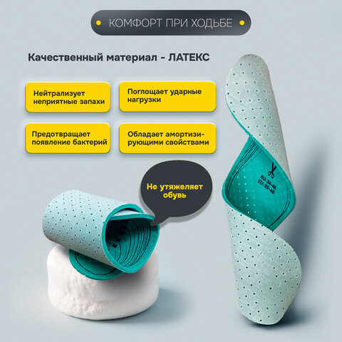 Стельки для обуви АНТИЗАПАХ, УНИВЕРСАЛЬНЫЙ размер RU 34-45 / EU 35-46 с линиями выреза, SHEGRA (ШЕГРА), 700732