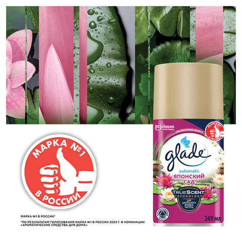 Сменный баллон 269 мл, GLADE "Японский сад" для автоматических освежителей, 864980