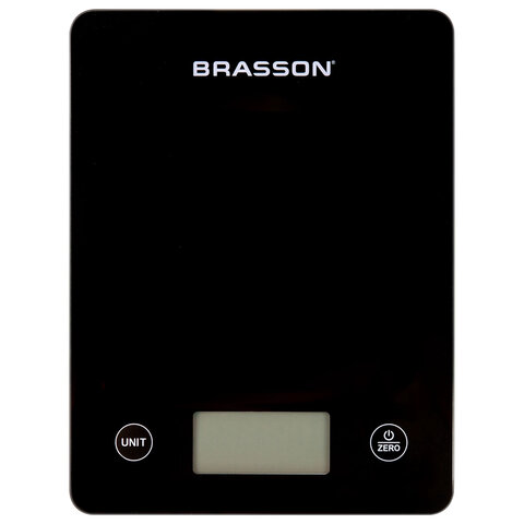 Весы кухонные УМНЫЕ BRASSON (БРАССОН) KS-22D, до 10 кг, КБЖУ, приложение, стекло, черные, 458446