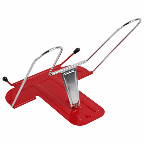 Подставка для книг и учебников BRAUBERG LINE+, металлическая, красная, европодвес, 238070