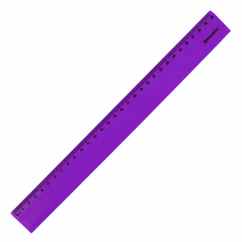 Линейка пластиковая 30 см BRAUBERG "NEON", ассорти, пакет, 210751