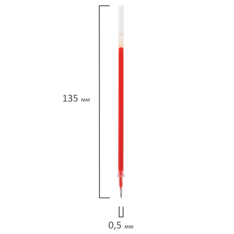 Стержень гелевый STAFF "Basic" GPR-229, 135 мм, КРАСНЫЙ, игольчатый узел 0,5 мм, линия 0,35 мм, 170230