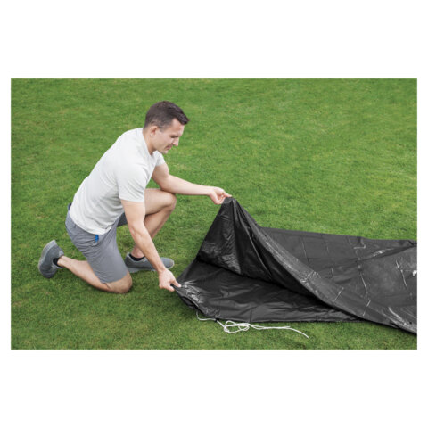 Тент для бассейнов каркасных и с надувным бортом "Fast Set", диаметр 366 см (D 370 см), BESTWAY, 58037