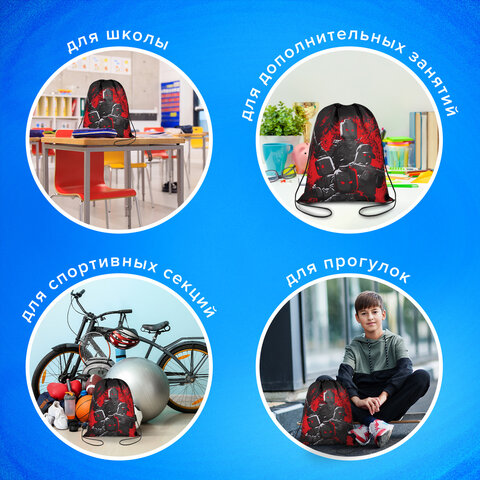 Мешок для обуви BRAUBERG KIDS, с петлей, 42х34 см, "Terrible fighters", 273435