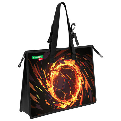 Папка для рисунков и чертежей с регулируемыми ручками BRAUBERG KIDS А3,1 отделение, карман внутри, "Fire split", 273416