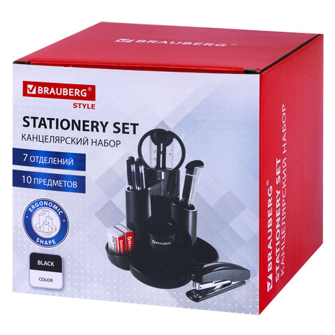 Канцелярский набор BRAUBERG "Богемия", 10 предметов, черный, 236951