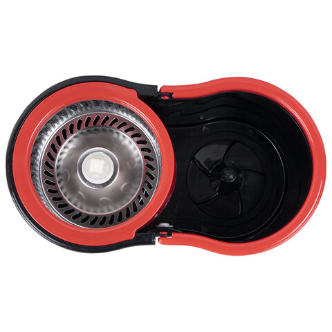 Швабра с отжимом и ведром 7л/5л отжим центрифуга / рукоятка, 2 круглые насадки, крепление кольцо, черный, LAIMA 607487