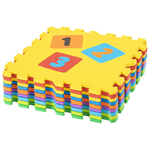 Коврик-пазл напольный 0,9х0,9 м, мягкий, "Игрушки", 9 частей 30х30 см, толщина 1 см, ЮНЛАНДИЯ, 646668, 664668