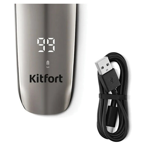 Электробритва сетчатая KITFORT KT-4138, 2 в 1, бритва-триммер, аккумулятор, сухое бритье, серебристая