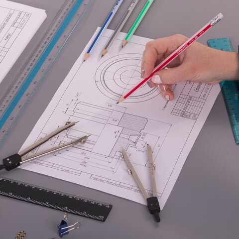 Набор карандашей чернографитных BRAUBERG "G-100" 4 шт., HB, с ластиком, корпус ассорти, 181715