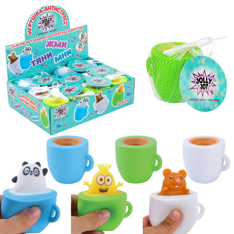 Игрушка-антистресс "ВЕСЕЛЫЕ ЧАШКИ", 6 см, ассорти, 3 вида, дисплей, JOLLY JOT (ДЖОЛЛИ ДЖОТ), 665769