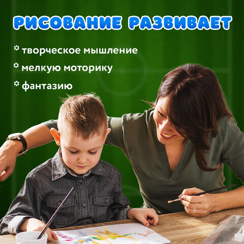 Краски акварельные BRAUBERG 12 цветов "Футбол", медовые, круглые кюветы, 192565