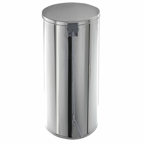 Урна для мусора с педалью 50 литров, УСИЛЕННОЕ, кольцо под мешок, хром, нержавеющая сталь, ТИТАН