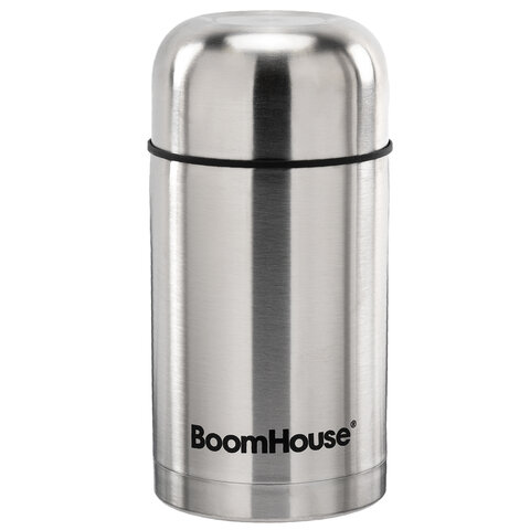 Термос 0,8 л для еды/напитков с широким горлом, BOOMHOUSE (БУМХАУС) WIDE, нержавеющая сталь SUS304, серебристый, 700319