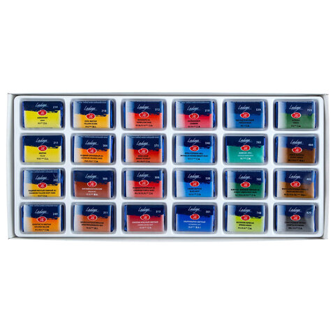 Краски акварельные художественные "Ладога", 24 цвета, кювета 2,5 мл, картонная коробка, Невская Палитра, 20411912