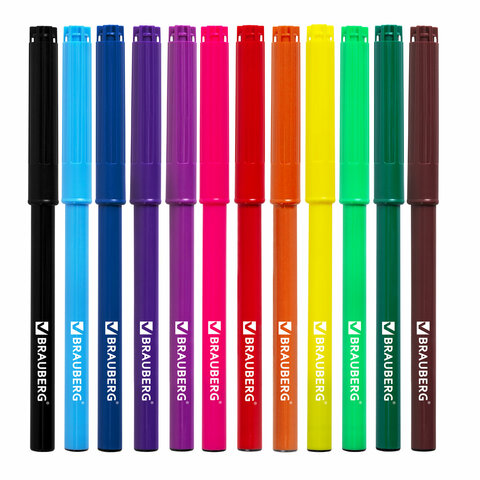 Фломастеры BRAUBERG "Wonderful butterfly", 12 цветов, вентилируемый колпачок, ПВХ-упаковка, 150522