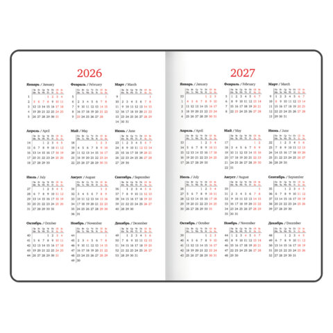 Еженедельник датированный 2026, А5, 145х215 мм, BRAUBERG "Select", балакрон, черный, 117182