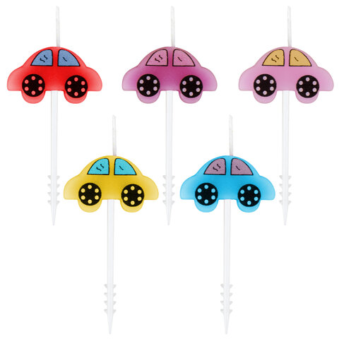 Свечи фигурные для торта на шпажках "Машинки", 5 шт., 2х3 см, ЗОЛОТАЯ СКАЗКА, 591464