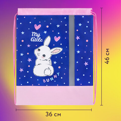 Мешок для обуви ЮНЛАНДИЯ, плотный, светоотражающая полоса, 46х36 см, "Fluffy tail", 272409