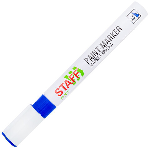 Маркер-краска лаковый (paint marker) 2-4 мм, СИНИЙ, НИТРО-ОСНОВА, STAFF PROFIT, для любых поверхностей, 152581