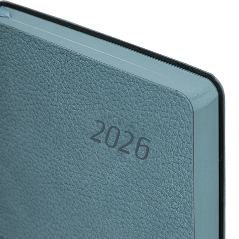 Ежедневник датированный 2026 А5 138x213 мм, BRAUBERG "Stylish", под кожу, гибкий, серо-голубой, 117105