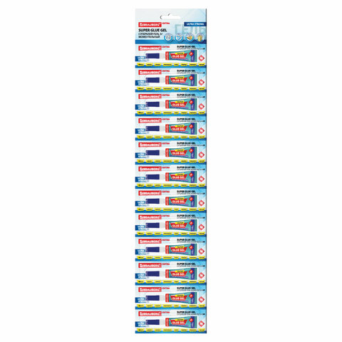 Клей-гель моментальный (суперклей) BRAUBERG "EXTRA", 3 г, УЛЬТРАПРОЧНЫЙ, отрывная мультикарта, 608103