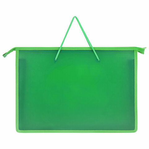 Папка на молнии с ручками ПИФАГОР А4, 1 отделение, пластик, ручки-шнурок, "Offline", 273354