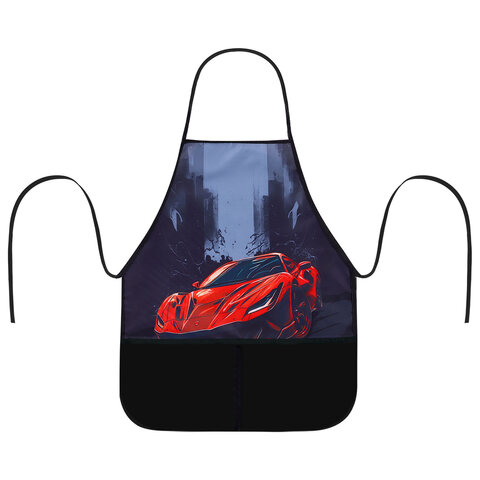 Набор для уроков труда BRAUBERG KIDS, клеенка ПВХ, накидка фартук с нарукавниками, "Red car", 272363