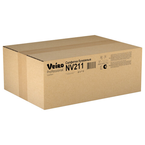 Салфетки VEIRO Professional (Система N4), Comfort, КОМПЛЕКТ 15 шт. х 220 шт., 2-слойные, белые, 21х16,2, V, NV211