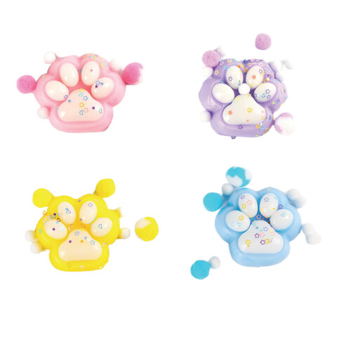 Игрушка-антистресс "ДВУХЦВЕТНАЯ КОШАЧЬЯ ЛАПКА С ПОМПОНАМИ", 7х6 см, ассорти 4 вида, дисплей, JOLLY JOT (ДЖОЛЛИ ДЖОТ), 665768