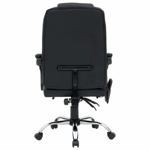 Кресло офисное CROMEX (КРОМЕКС) "Lounge MS-007", подножка, 6 массажных модулей, экокожа, черное, 532960