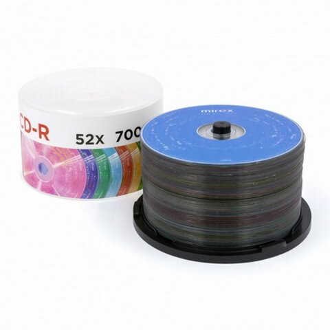Диски CD-R MIREX Random Color, 700 Мб, 48x, Cake Box (упаковка на шпиле), КОМПЛЕКТ 50 шт., цветные, UL120009A8B