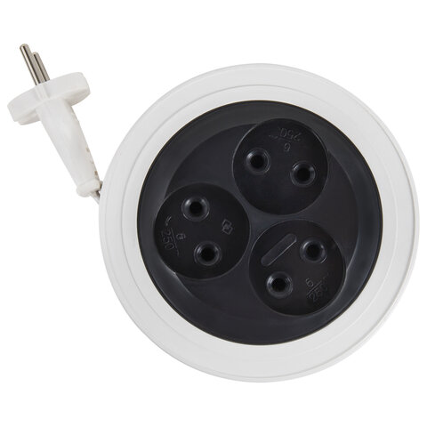 Удлинитель-рулетка Р16-008, 3 розетки без заземления, 5 м, 2х0,75 мм, 1300 Вт, белый, 323