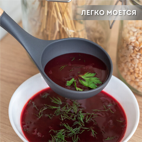 Набор силиконовых кухонных принадлежностей с деревянными ручками 12 в 1, серый, DASWERK (ДАСВЕРК), 608194