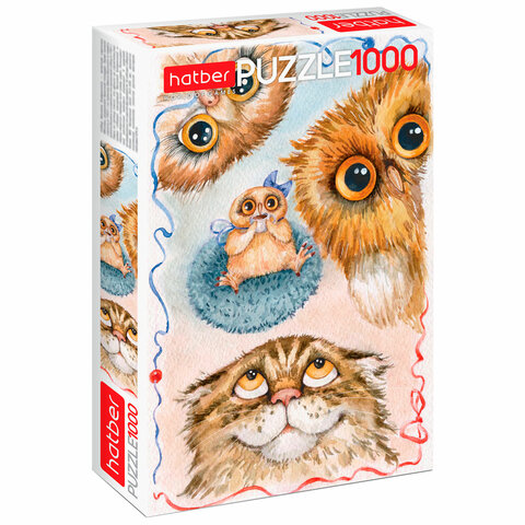 Пазл картонный 1000 элементов АССОРТИ, 10 дизайнов, 480х680 мм, HATBER