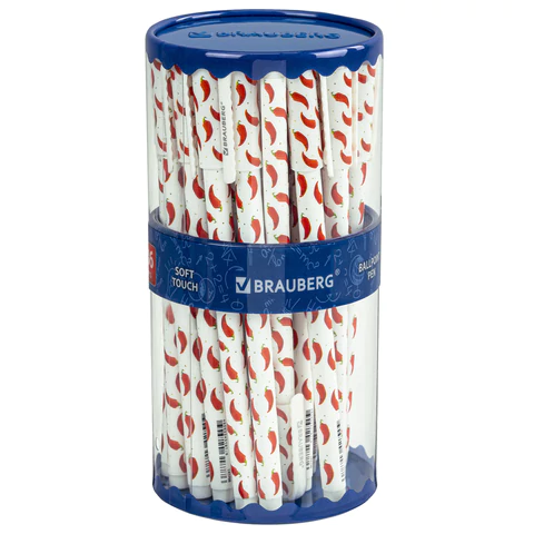 Ручка шариковая BRAUBERG SOFT TOUCH STICK "CHILI PEPPER", СИНЯЯ, мягкое покрытие, узел 0,7 мм, 143708