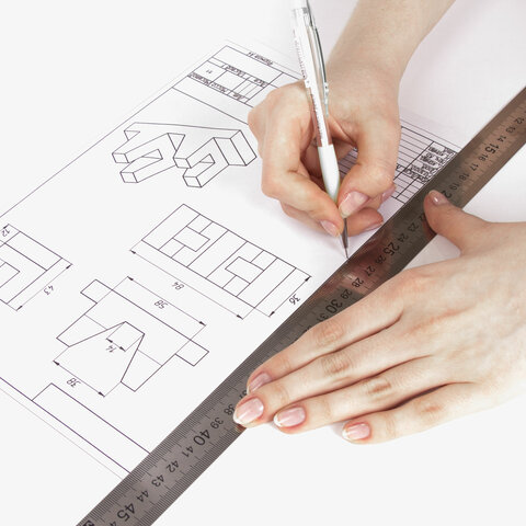 Линейки металлические КОМПЛЕКТ 2 шт. (30, 50 см), BRAUBERG, 210812