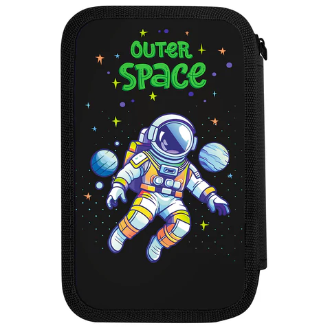 Пенал ПИФАГОР, 3 отделения, ламинированный картон, 19х11 см, "Outer space", 273488