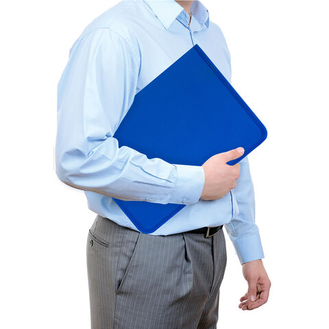 Папка объемная на молнии пластиковая на 4 кольцах, 35 мм, А4, BRAUBERG PIXEL, темно-синяя, 0,7 мм, 273080