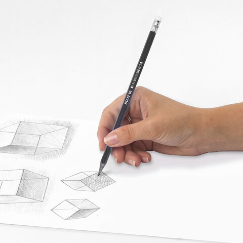 Карандаш чернографитный STAFF "College" BLP-712, 1 шт., НВ, с ластиком, пластик, корпус черный, 181712