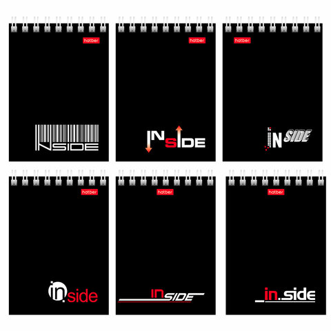 Блокнот МАЛЫЙ ФОРМАТ А7 75х105 мм, 40 л., гребень, картон, клетка, HATBER, "INSIDE Стиль", 004691, 40Б7B1гр_01622