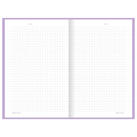Блокнот А5 134х206 мм, 80 л., твёрдый, клетка, BRAUBERG "Minimal", сиреневый, 116440