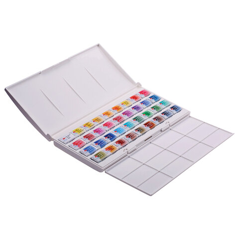 Краски акварельные художественные "Белые ночи", 36 цветов, кювета 2,5 мл, палитра, пластиковая коробка, Невская Палитра, 1942258