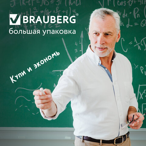 Мел белый круглый мягкий 100 штук, BRAUBERG "АКАДЕМИЯ", картонная упаковка (АЛГЕМ), 271146