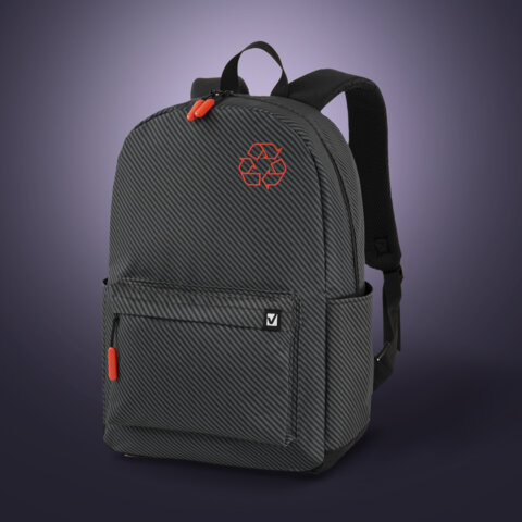 Рюкзак BRAUBERG ENERGETIC универсальный, эргономичный, "Recycle", черный\серый, 43х30х16 см, 270796