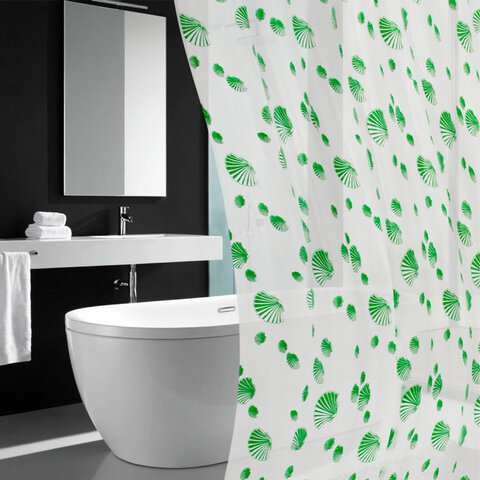 Шторка для ванной PEVA, 180х180 см, кольца в комплекте, 3 дизайна ассорти, МОРЕ, WBZ (ВБЗ), 700069