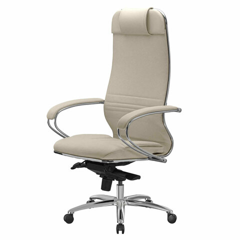 Кресло офисное МЕТТА "SAMURAI" KL-1, экокожа, бежевое