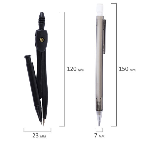 Готовальня STAFF "College" 9 предметов: циркуль 120 мм, чертежные принадлежности, механический карандаш, пластиковый пенал, 210863